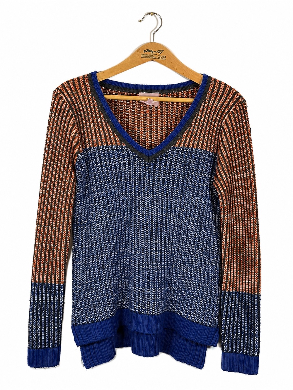 Romeo & Juliet Chunky Sweater Size L Orange Blue Fall Winter Cozy Comfy Casual